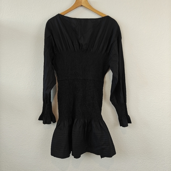 Derek Lam Collective Dua Puff-Sleeve Smocked Cotton Mini Dress Size 4 Women's - Picture 13 of 15